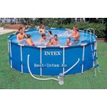 Каркасный бассейн Intex Metal Frame Pool 56946, 457 х 122 см + насос-фильтр, лестница, тент, подстилка, набор для чистки, скиммер