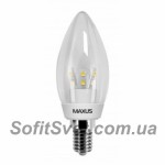 Лампа светодиодная C37 Maxus LED-265 C37 CL-C 3W 3000K 220V E14 CR (56000400)